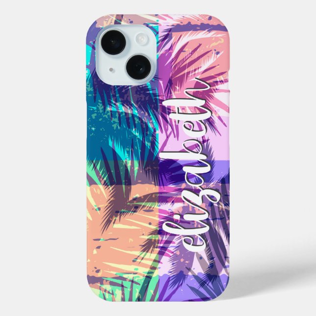 Funda De Case-Mate Para iPhone Collage del árbol de palmas de moda (Reverso )