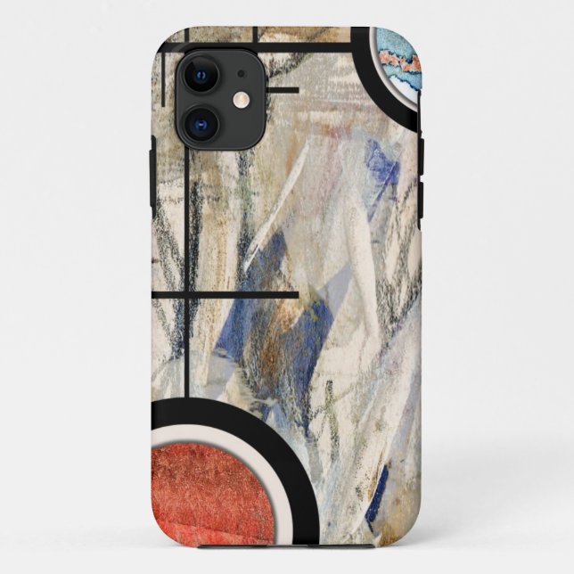 Funda De Case-Mate Para iPhone collage del arte abstracto, técnicas mixtas y (Reverso)