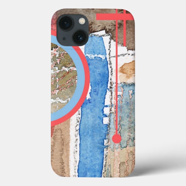 Funda De Case-Mate Para iPhone collage del arte abstracto, técnicas mixtas y (Reverso)