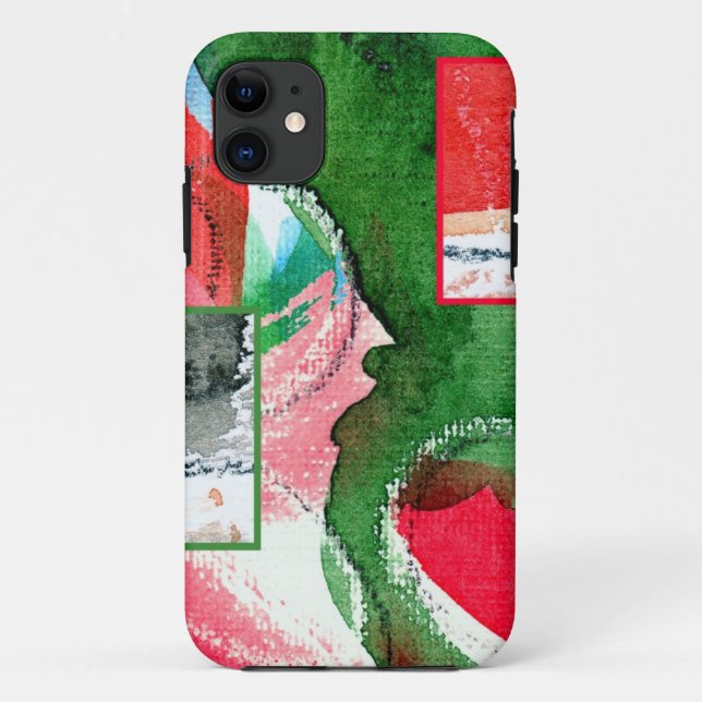 Funda De Case-Mate Para iPhone collage del arte abstracto, técnicas mixtas y (Reverso)