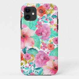 Funda Para iPhone 11 Collage floral de color de agua colorido