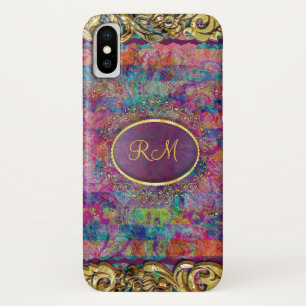 Funda Para iPhone X Collage floral vintage monogramado