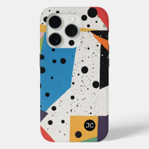 Funda Para iPhone 15 Pro Collage Paper Black Dots