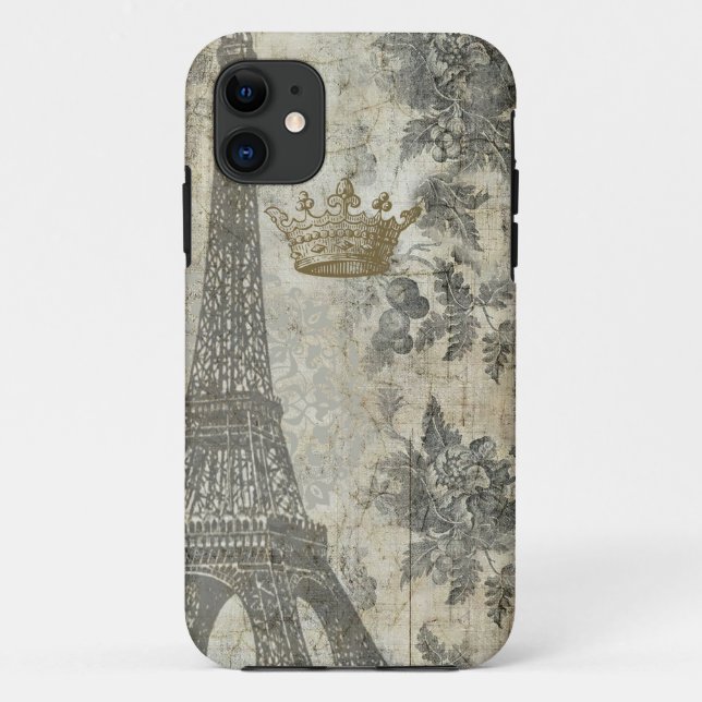 Funda De Case-Mate Para iPhone Collage parisiense gris (Reverso)