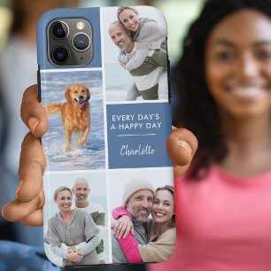Funda Para iPhone 11 Pro Max Collage personalizado de 4 fotos con cita positiva