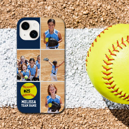 Funda Para iPhone 14 De Case-Mate Collage photos Children's Softball Team Blue