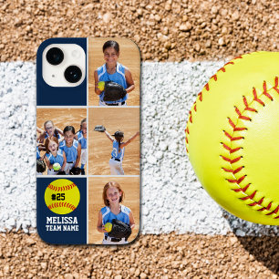 Funda Para iPhone 14 De Case-Mate Collage photos Children's Softball Team Blue