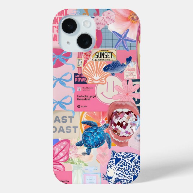 Funda De Case-Mate Para iPhone Collage Preppy, estuche Trendy Summer Collage Phon (Reverso )