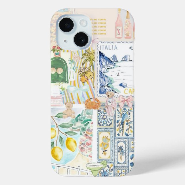 Funda De Case-Mate Para iPhone Collage Preppy, estuche Trendy Summer Collage Phon (Reverso )