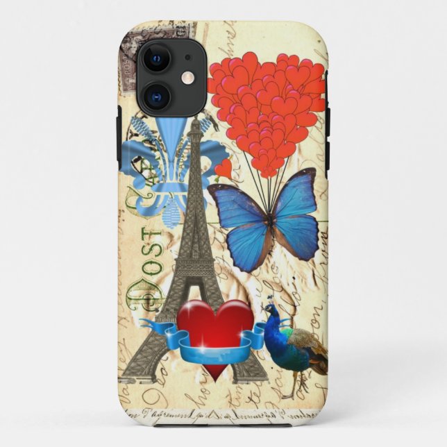 Funda De Case-Mate Para iPhone Collage romántico de París (Reverso)