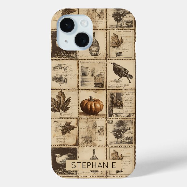 Funda De Case-Mate Para iPhone Collage rustico del Ephemera del Otoño | Tierra Ca (Reverso )