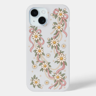 Funda Para iPhone 15 Collar de margarita y perla Coquette elegante 