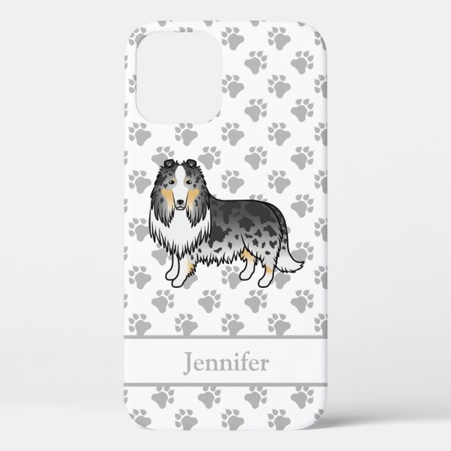 Funda De Case-Mate Para iPhone Collie Áspero Blue Merle Lindo Perro de Dibujos An (Reverso )