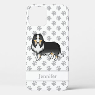 Funda Para iPhone 12 Collie Áspero Tricolor Perro De Dibujos Animados L