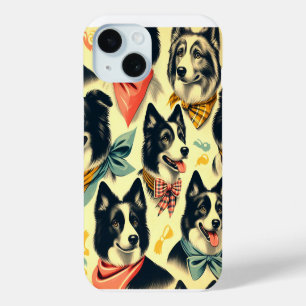 Funda Para iPhone 15 Collie de borde de vintage sin inconvenientes