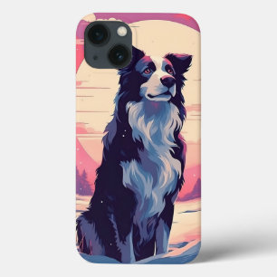 Funda Para iPhone 13 Collie de borde en el bosque nevado durante la pue