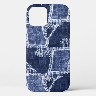 Funda Para iPhone 12 Colocación índigo: Elegancia chequera texturizada