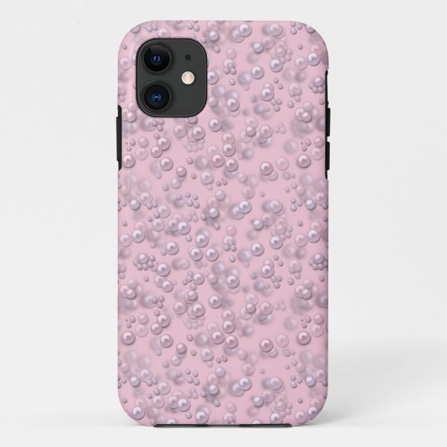 Funda De Case-Mate Para iPhone Colocadores de perlas rosa blanco sobre terciopelo (Reverso)