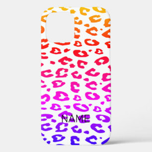 Funda Para iPhone 12 Color arcoiris oscuro gradiente patrón leopardo