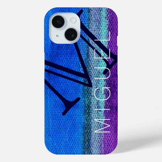 Funda De Case-Mate Para iPhone Color azul monogramado (Reverso )