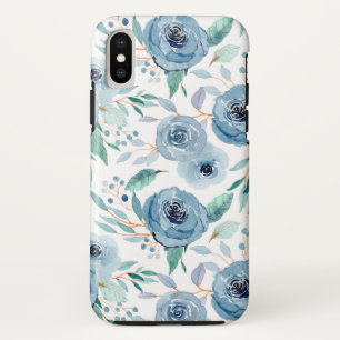 Funda Para iPhone X Color azul verde floral
