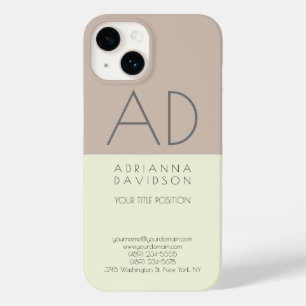 Funda Para iPhone 14 De Case-Mate Color beige moda Monograma vertical Minimalista
