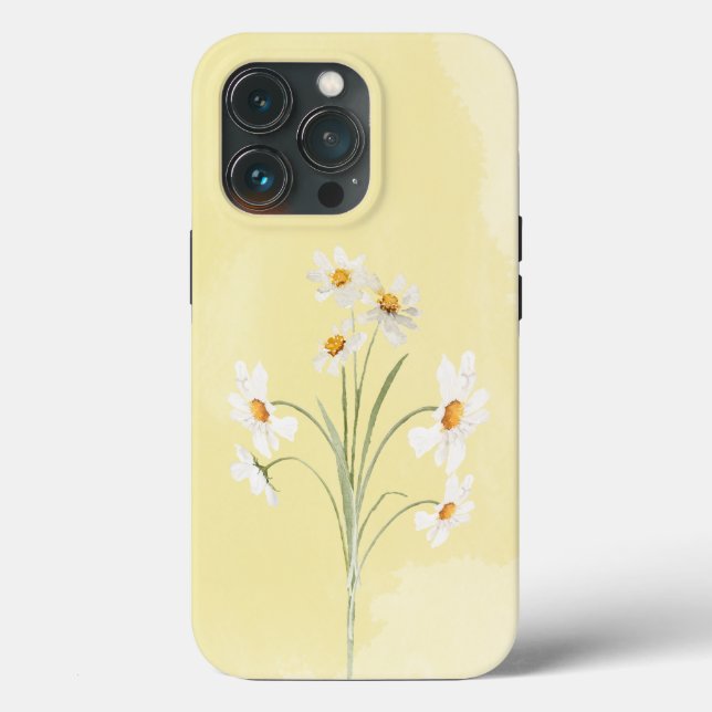 Funda De Case-Mate Para iPhone Color blanco marrón amarillo floral acuarela (Reverso )
