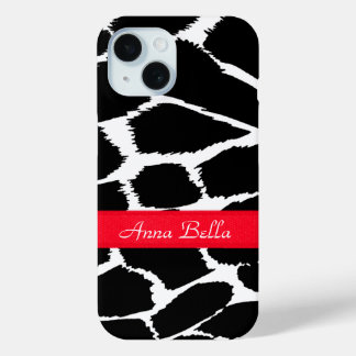 Funda Para iPhone 15 Color blanco negro y rojo de la impresión de un an