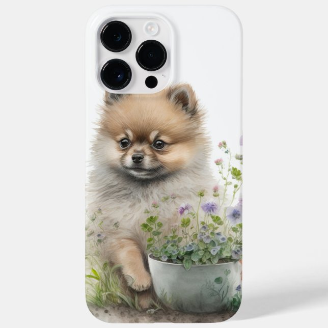 FUNDA DE Case-Mate PARA iPhone COLOR DE AGUA ADORABLE ROJO PERRO POMERANÍ (Reverso)