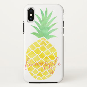 Funda Para iPhone X Color de agua amarillo y verde Pineapple Fineapple