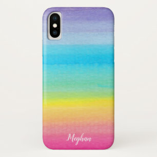 Funda Para iPhone X Color de agua Arcoiris y nombre