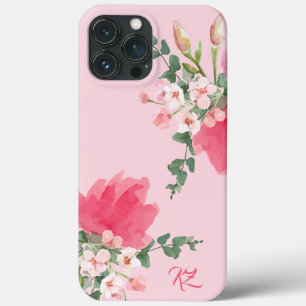 Funda Para iPhone 13 Pro Max color de agua Bouquet en rosa suave