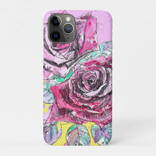 Funda Para iPhone 11 Pro Color de agua de las flores rojas colorido arte