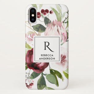 FUNDA PARA iPhone X COLOR DE AGUA FLORAL DE LA PROTEGIA PINK DE RUBOR