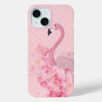 Color de agua rosa Flamingo Floral y puntos