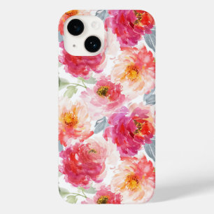 Funda Para iPhone 14 De Case-Mate Color de agua rosa Peony Flower Pattern