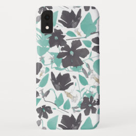 Funda Para iPhone XR Color de agua Verde azulado gris pintado Clematis