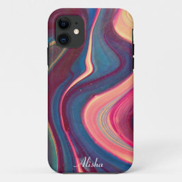 Funda Para iPhone 11 Color de arcoiris abstracto de acuarela Nombre