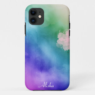 Funda Para iPhone 11 Color de arcoiris de color de agua Nombre