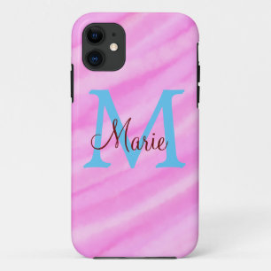 Funda Para iPhone 11 Color de color rosa pastel añadir título monograma