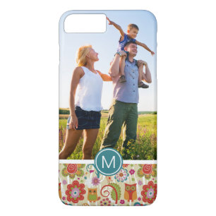 Funda Para iPhone 8 Plus/7 Plus Color de encargo de la foto y del monograma floral