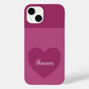 Funda Para iPhone 14 De Case-Mate Color de tendencia Púrpura Rosa Corazón y Nombre M