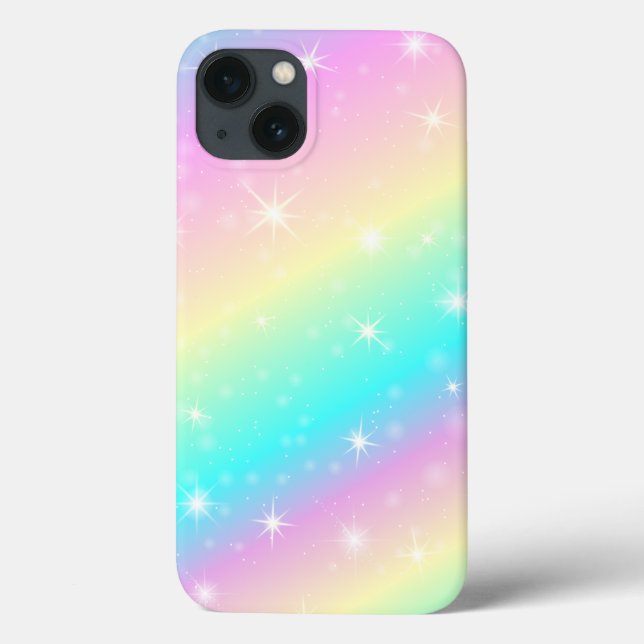 Funda De Case-Mate Para iPhone Color del arcoiris diagonal unicornio pastel (Reverso)