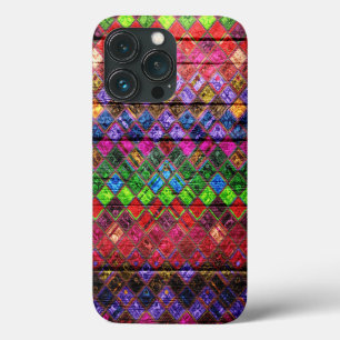 Funda Para iPhone 13 Pro Color del patrón mosaico Aspecto de madera