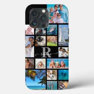 Funda Para iPhone 13 Pro Color del Personalizado de Collage de fotos Monogr