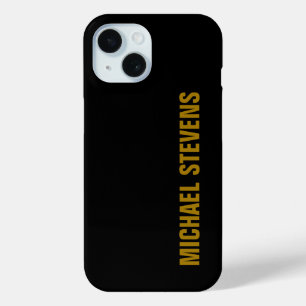 Funda Para iPhone 15 Color dorado negro Profesional Añadir nombre