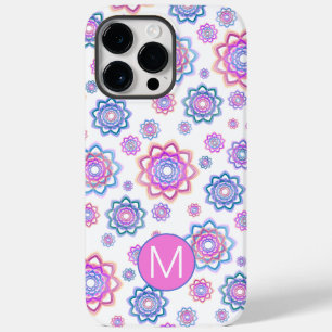Funda Para iPhone 14 Pro Max De Case-Mate Color Lotus Flor Monograma Azul Rosa Verde