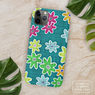 Funda Para iPhone 15 Pro Max Color Moda Retro Faux Floral Textil Patrón