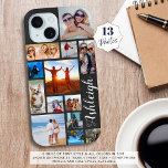 Funda Para iPhone 15 Color moderno del Personalizado de nombre de guión<br><div class="desc">Crea tu propio estuche de teléfono móvil de collage de fotos en color personalizado y personalizado utilizando esta plantilla fácil de cargar para 13 imágenes de diferentes formas y tamaños con un nombre en una letra manuscrita editable (se muestra en blanco contra un fondo gris carbón). El ejemplo se muestra...</div>