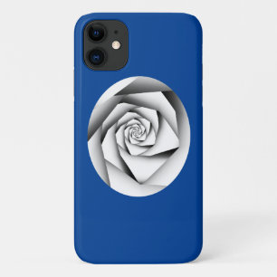 Funda Para iPhone 11 Color plateado estilo geométrico Rosa en azul prof